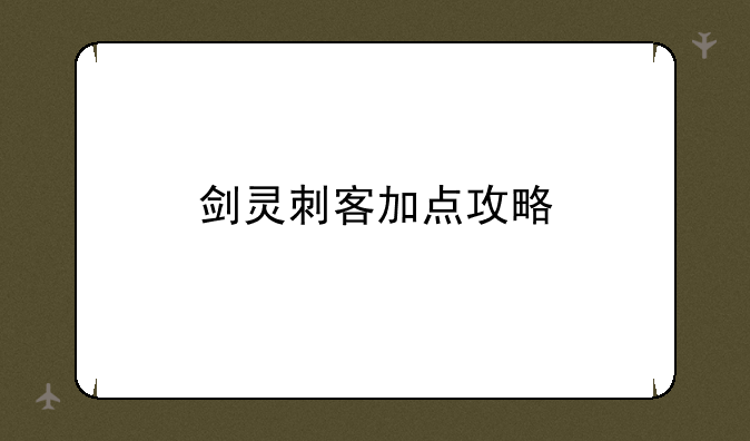 剑灵刺客加点攻略