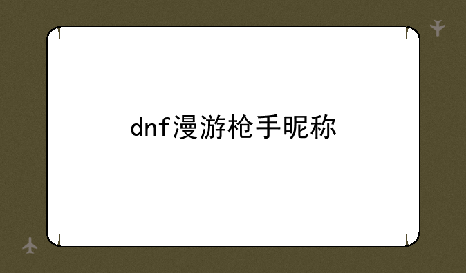 dnf漫游枪手昵称