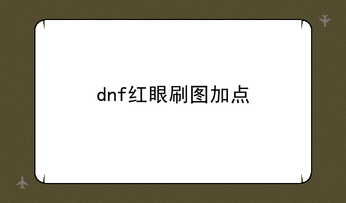 dnf红眼刷图加点