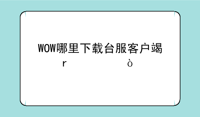 WOW哪里下载台服客户端最快？