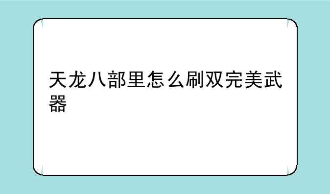 天龙八部里怎么刷双完美武器