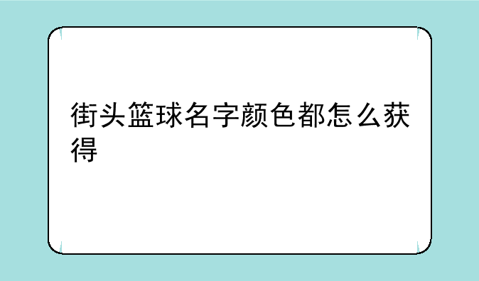 街头篮球名字颜色都怎么获得