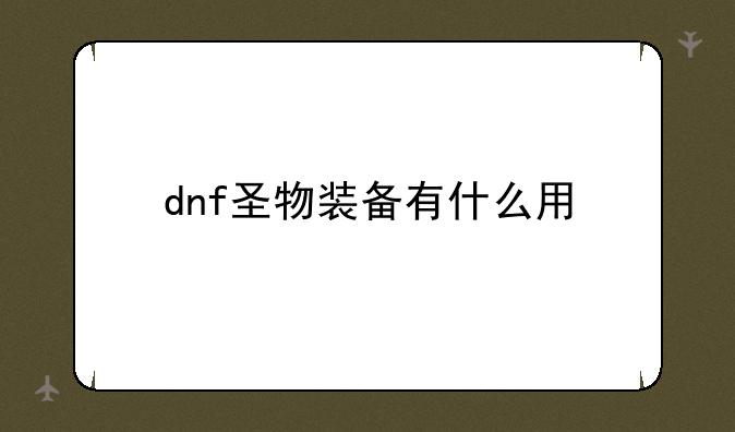 dnf圣物装备有什么用