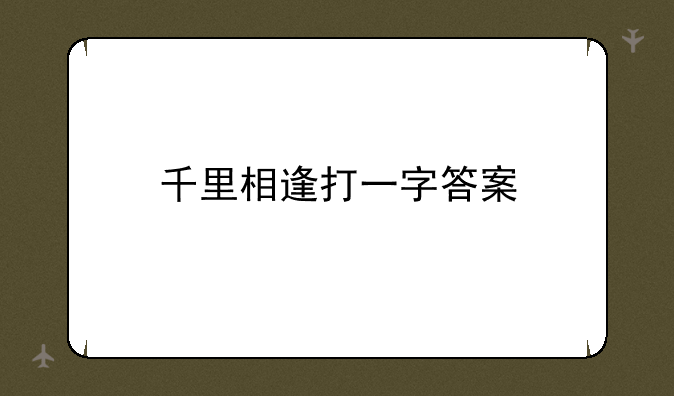 千里相逢打一字答案