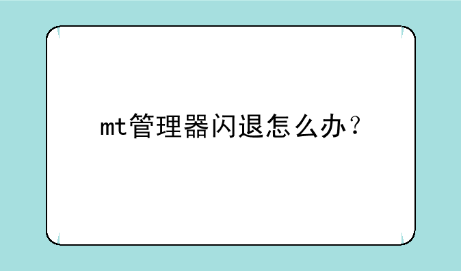 mt管理器闪退怎么办？