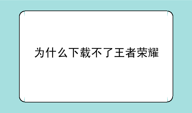 为什么下载不了王者荣耀