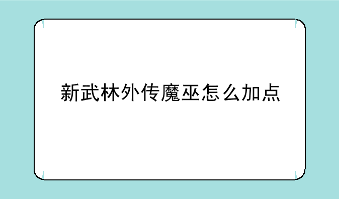 新武林外传魔巫怎么加点