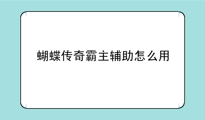 蝴蝶传奇霸主辅助怎么用