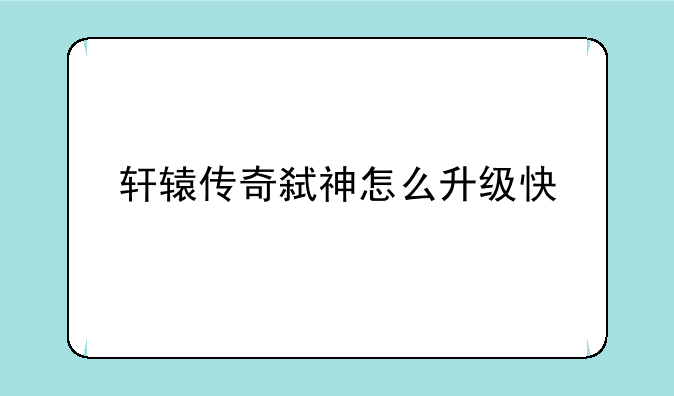 轩辕传奇弑神怎么升级快