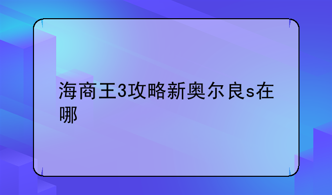 海商王3攻略新奥尔良s在哪