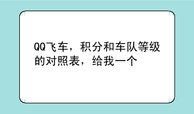 QQ飞车，积分和车队等级的对照表，给我一个