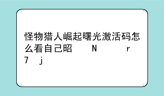 怪物猎人崛起曙光激活码怎么看自己是哪个服的