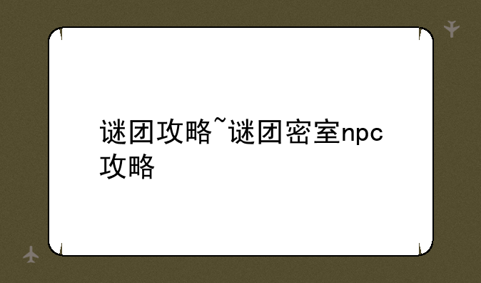 谜团攻略~谜团密室npc攻略