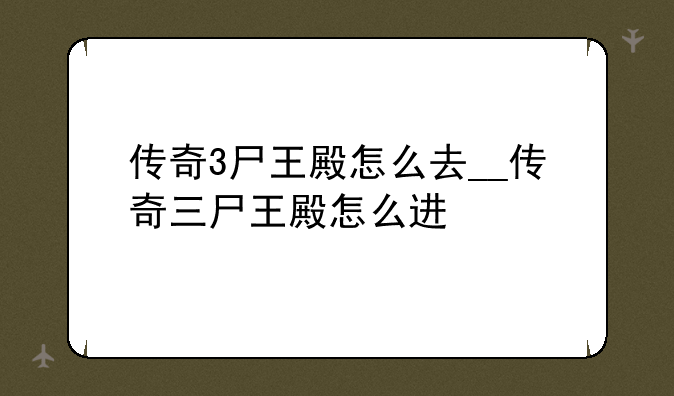 传奇3尸王殿怎么去__传奇三尸王殿怎么进